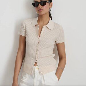 Alex Mill Suzanne Ribbed Polo in Ivory